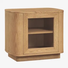 Pack Van 2 Nachtkastjes 55x40 Cm In Mdf En Gehard Glas Walia Eikenhout - Sklum