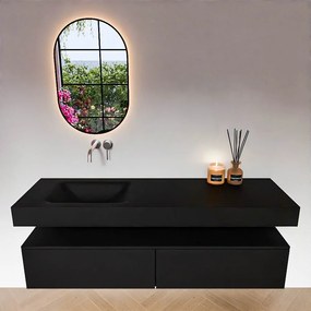 Zaro Alan badmeubel 160cm urban 2 lades met vrijhangende wastafel cloud links zonder kraangat urban
