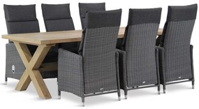Tuinset 6 personen 240 cm Wicker Zwart Garden Collections Madera/Oregon
