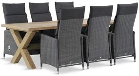 Tuinset 6 personen 240 cm Wicker Zwart Garden Collections Madera/Oregon