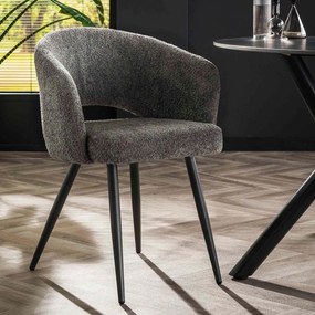 Boucle Stoel Grijs Met Ronde Rugleuning