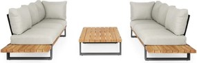 Nardo sofa loungeset 3 delig soft grey mixed weave / matt royal grey SUNS