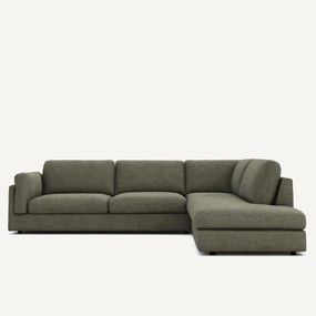 Katoenen en linnen hoekbank met longchair, César