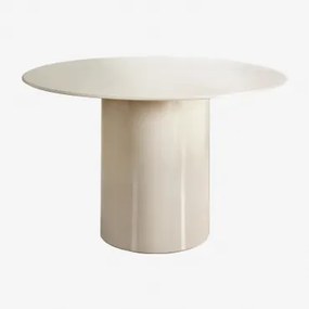 Ronde Eettafel Ø120 Cm Van Gehard Glas En Mdf Asgri Tapioca Beige - Sklum