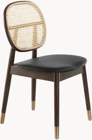 Eetstoelen Daria met kunstleren zitvlak en rotan rugleuning, 2-delig