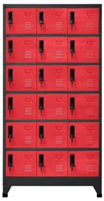 vidaXL Lockerkast 90x40x180 cm staal antracietkleurig en rood