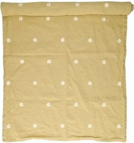 Geborduurde tafelloper, GOTS bio-katoen, madelief, 50 x 145 cm