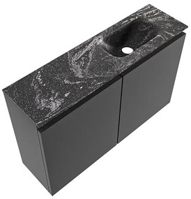 Mondiaz Ture DLux toiletmeubel 80cm dark grey met wastafel lava rechts zonder kraangat