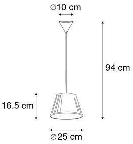 Retro hanglamp crème 25 cm - Plisse