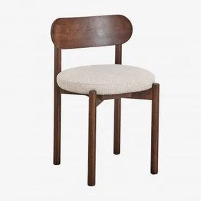 Bianca Eetkamerstoel Bekleed Met Bouclé Stof En Eikenhout Donker Hout & Bouclé Crèmebeige - Sklum