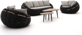 Stoel-bank loungeset Apple Bee | 5 personen | Loungeset Zwart | Wicker (vlechtwerk) | Kees Smit Tuinmeubelen