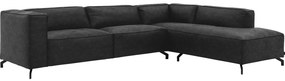 Goossens Bank Calvin antraciet, micro leer, 3,5-zits, modern design met ligelement rechts