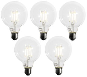 Set van 5 E27 dimbare LED lamp G95 5W 450 lm 3000K