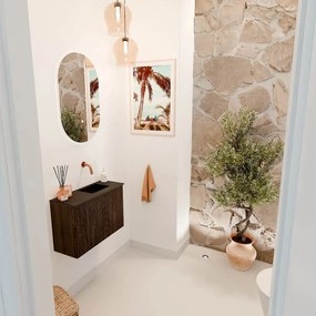 Mondiaz Joya 60cm toiletmeubel walnut met wastafel faye rechts zonder kraangat urban