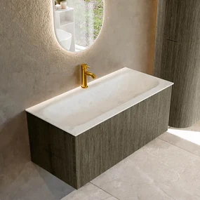 Mondiaz Kurve-dlux 100cm badmeubel shadow met 1 lade en wastafel big medium midden 1 kraangat opalo