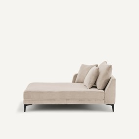 Longchair in stone-kleurig fluweel, MODERNISTE, ontwerp van Emmanuel Gallina