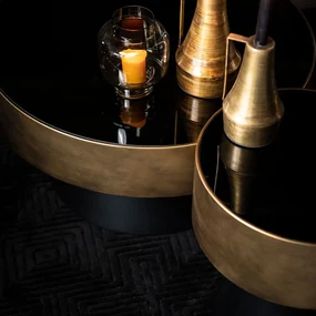 By-Boo Bunga Small Ronde Bijzettafel Zwart Met Goud - 40 X 40cm.