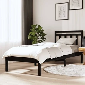 vidaXL Bedframe massief grenenhout zwart 90x200 cm