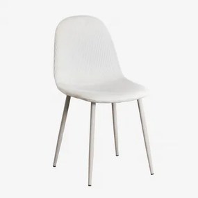 Set Van 4 Eetkamerstoelen In Stof En Staal Glamm Deluxe Grijs – Taupe – Koel & Corduroy Beige – Linnen - Sklum