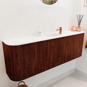 Mondiaz Joya 125cm toiletmeubel ronding links/rechts ruby met wastafel faye midden 1 kraangat talc