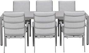 Garden Impressions Senja tuinset 7-delig taupe - Kasper tuintafel 220x93 cm