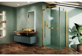 Novellini N180 G Draaideur i.c.m. zijwand FG88-89,5x200 cm Brushed Red Gold Helder Glas n180g90-1r