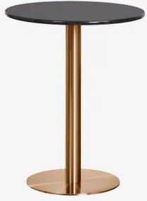 Ronde Bartafel Van Natuurlijk Steen Xiren Ø60 Cm & Marmer Nero Marquina & Geborsteld Rozengoud - Sklum