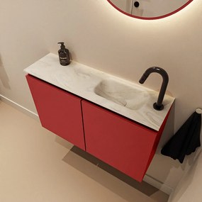 Mondiaz Ture DLux toiletmeubel 80cm fire met wastafel ostra rechts met kraangat