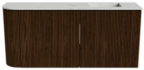 Mondiaz Joya DLux 90cm toiletmeubel ronding links walnut met wastafel faye rechts 1 kraangat opalo