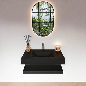Zaro Alan badmeubel 80cm met planchet urban en vrijhangende wastafel cloud midden 1 kraangat urban