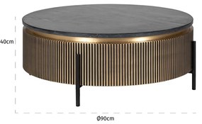 Richmond Interiors Ironville Ronde Salontafel Met Marmer - 90 X 90cm.