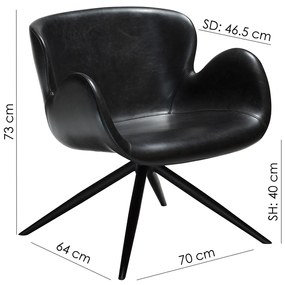 Dan-Form Gaia Draaibare Design Lounge Stoel Zwart Kunstleer