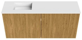 Mondiaz Joya 90cm toiletmeubel oak met wastafel faye links zonder kraangat talc