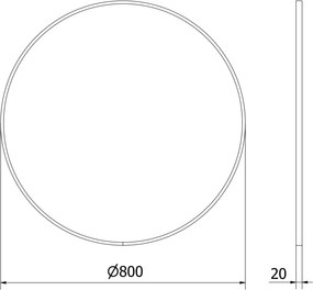 Mexen Loft ronde badkamerspiegel 80 cm, zwarte rand - 9850-080-080-000-70