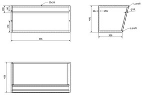 Sapho Industrial badmeubel met zwart frame 90cm 1 kraangat