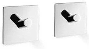 Zack Peco handdoekhaak 4.2x4.2cm vierkant zelfklevend Hoogglans Gepolijst RVS set van 2 40331
