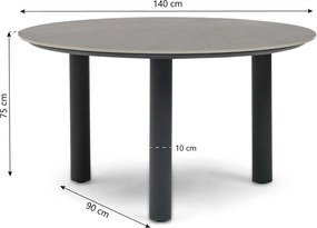 Dining Tuintafel rond 140 cm Grijs Trino