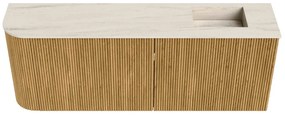 Mondiaz Joya DLux 110cm toiletmeubel ronding links oak met wastafel faye rechts 1 kraangat meli