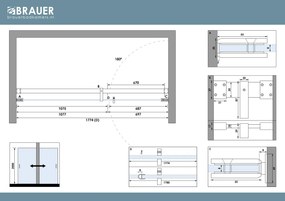 Brauer Void profielloze nisdeur 180cm met draaideur 70cm aan muur koper geborsteld PVD