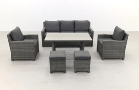 Delta lounge diningset - 6 delig- Organic grey
