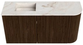 Mondiaz Joya DLux 80cm toiletmeubel ronding rechts walnut met wastafel faye links 1 kraangat frappe