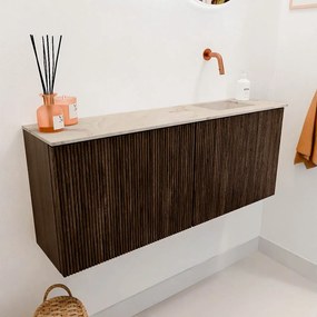 Mondiaz Joya DLux 100cm toiletmeubel walnut met wastafel faye rechts zonder kraangat frappe