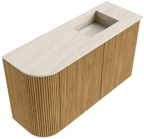 Mondiaz Joya DLux 70cm toiletmeubel ronding links oak met wastafel faye rechts zonder kraangat meli