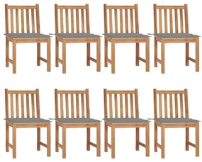 vidaXL Tuinstoelen 8 st met kussens massief teakhout
