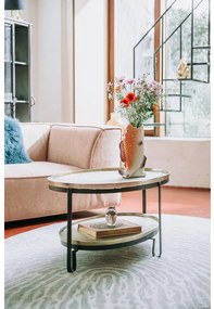 Goossens Salontafel Mauro ovaal, aluminium goud, elegant chic, 96 x 45 x 58 cm