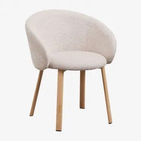 Set Van 2 Gestoffeerde Eetkamerstoelen Nairea Natuurlijk Hout & Crèmebeige Boucléstof - Sklum