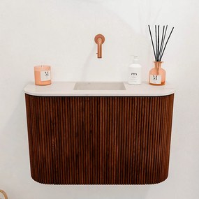 Mondiaz Joya DLux 65cm toiletmeubel ronding links/rechts ruby met wastafel faye midden zonder kraangat meli