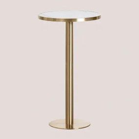 Ronde Hoge Bartafel In Steengoed (ø60 Cm) Manhattan Wit & Goud Champagne - Sklum