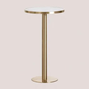Ronde Hoge Bartafel Ø60 Cm In Manhattan Gres Wit & Goud Champagne - Sklum