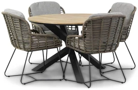 Tuinset Rond 4 personen Wicker/Teak Taupe 4 Seasons Outdoor Seasons